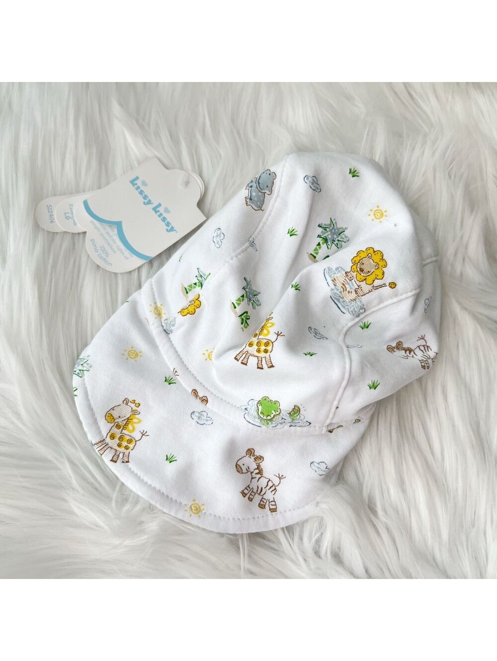 NWT Kissy Kissy Jungle Jim Reversible Baby Hat Cap L 12-18M Pima Cotton